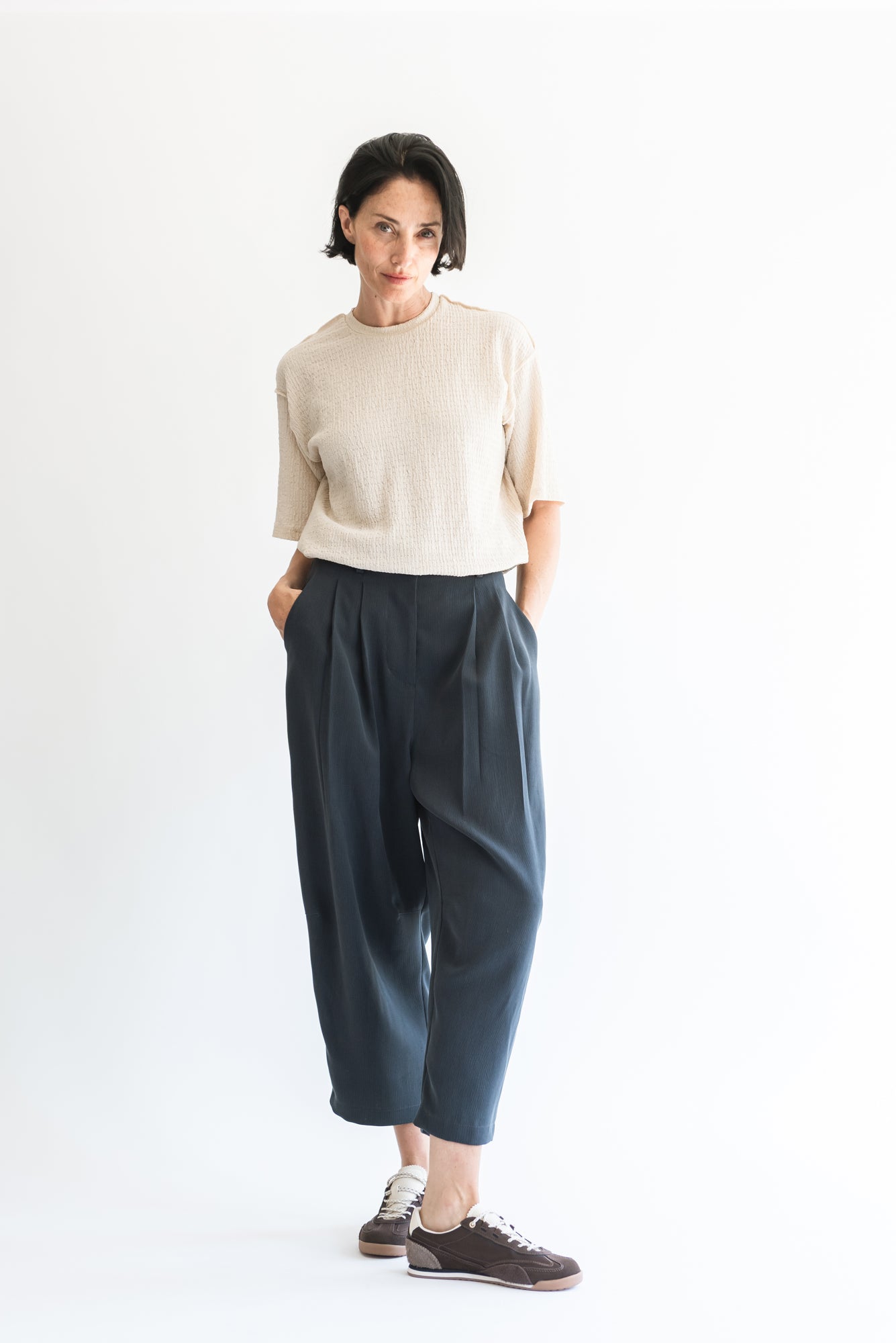 PANTALON ROMBO TENCEL AZUL