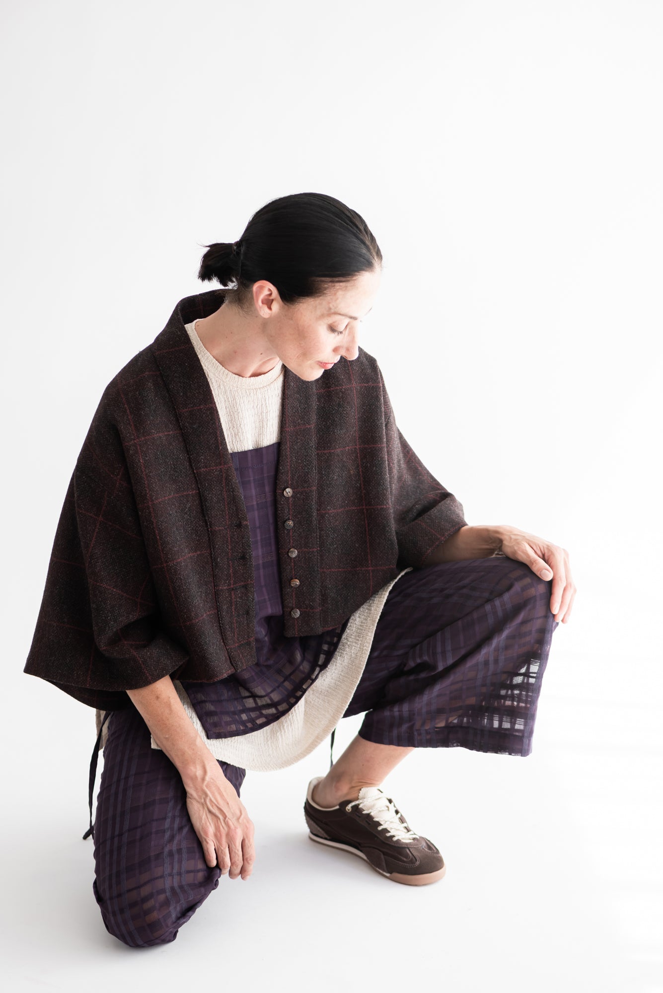 CHAQUETA KIMONO CORTA LANA CUADRILLÉ