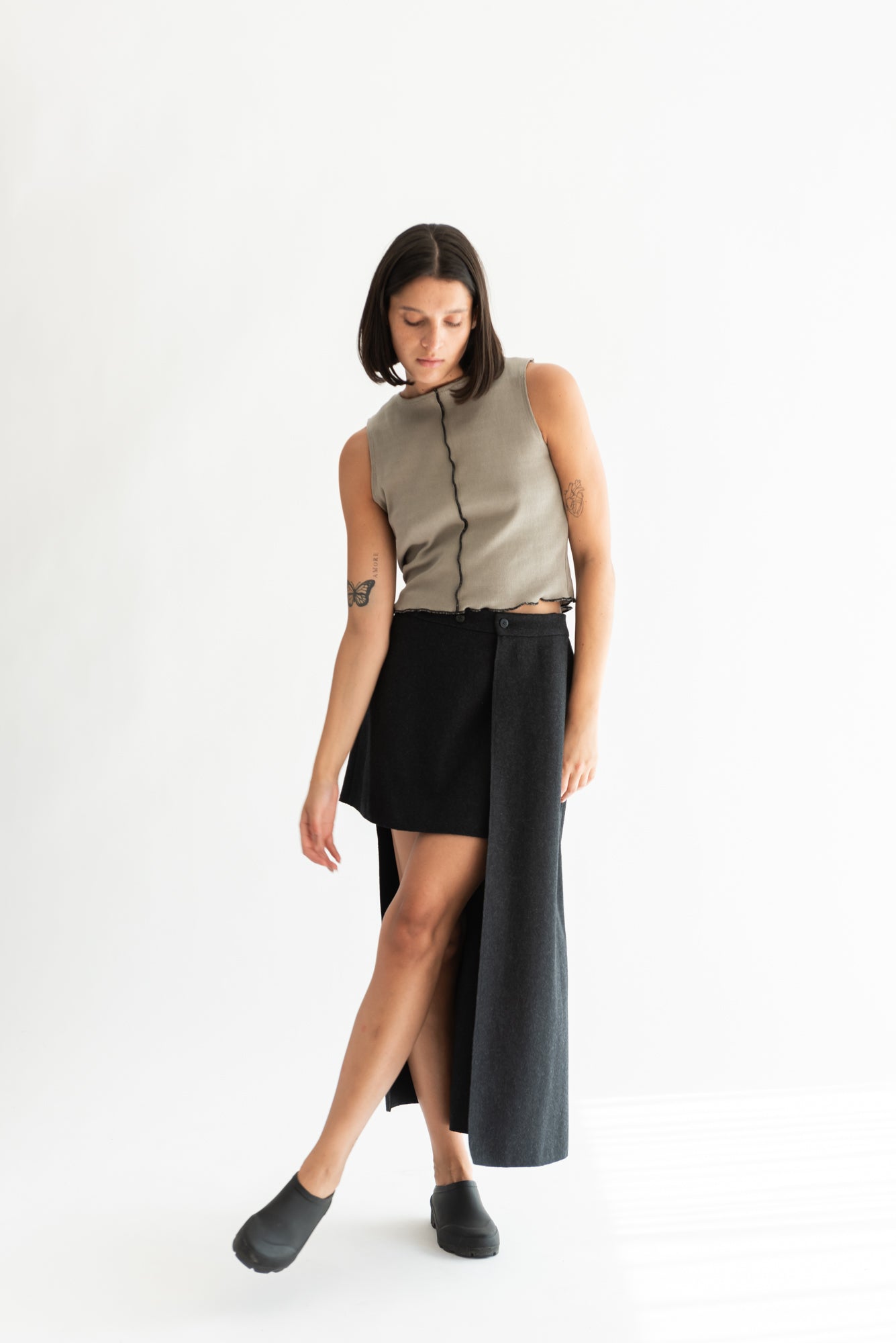 FALDA ASIMETRICA LANA GRIS MARENGO