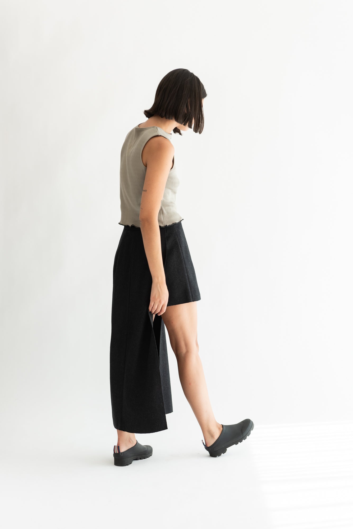FALDA ASIMETRICA LANA GRIS MARENGO