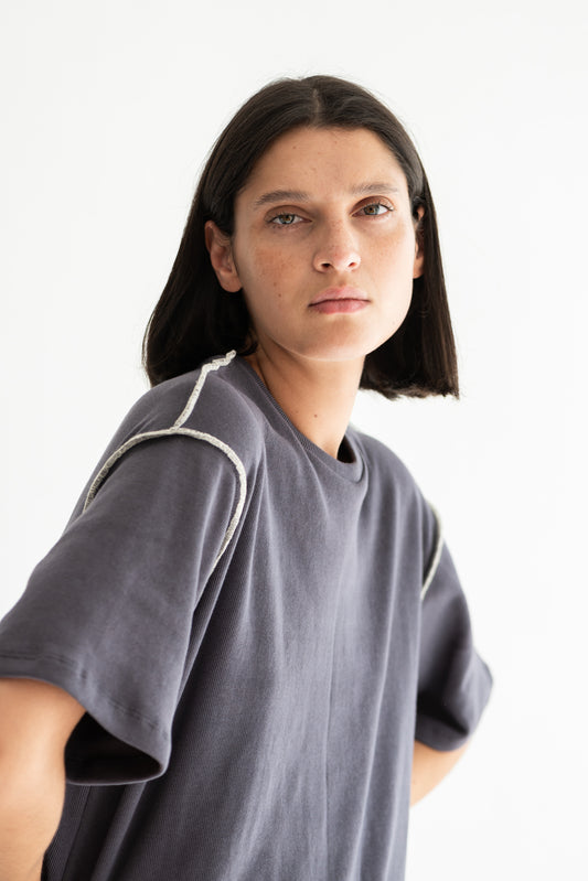 POLERA MAXI PUÑO GRIS PIEDRA