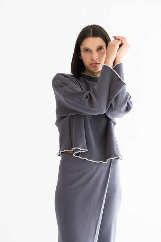 POLERA LIA PUÑO GRIS PIEDRA