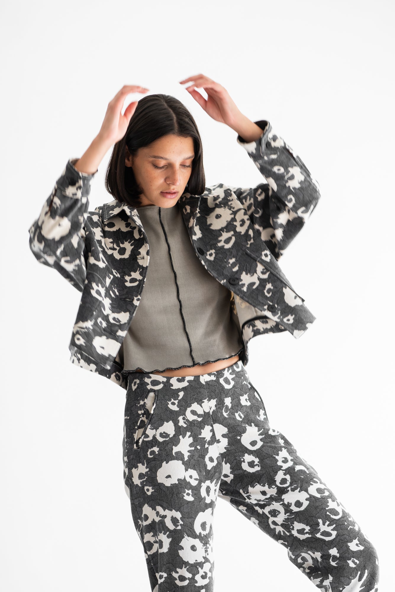 CHAQUETA OMI MESCLILLA ESTAMPADA