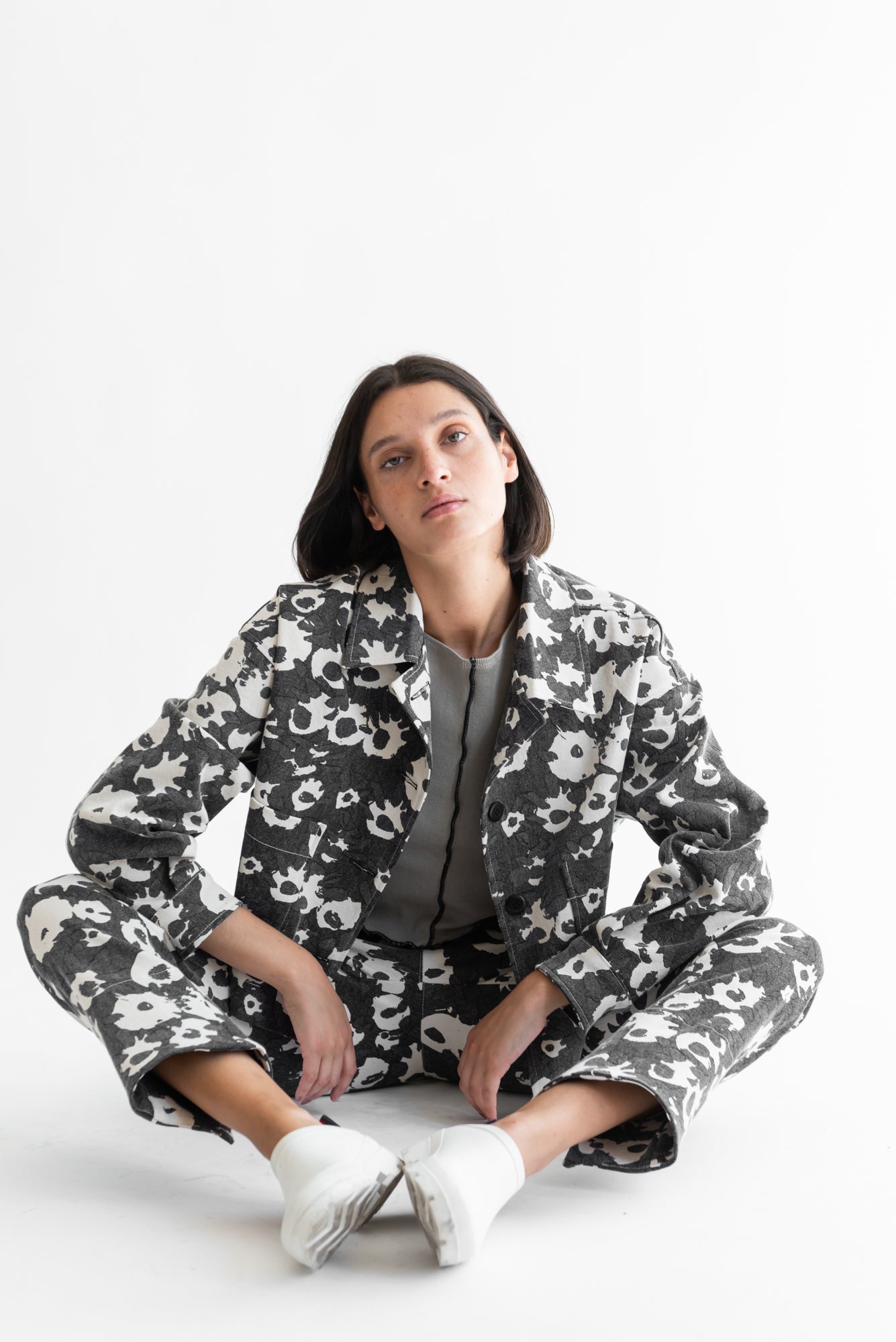 CHAQUETA OMI MESCLILLA ESTAMPADA