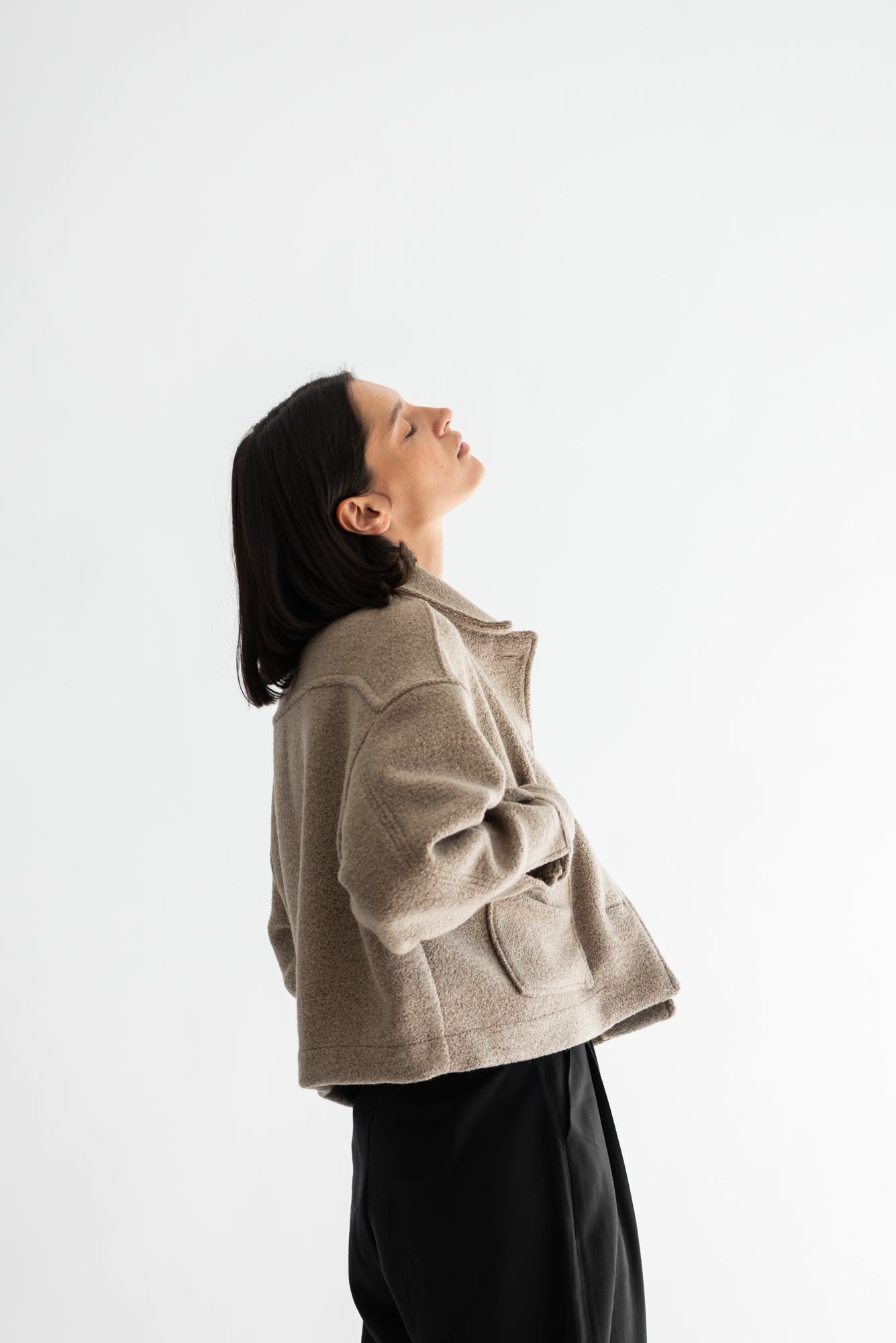 CHAQUETA OMI LANA BUCLÉ TOSTADO