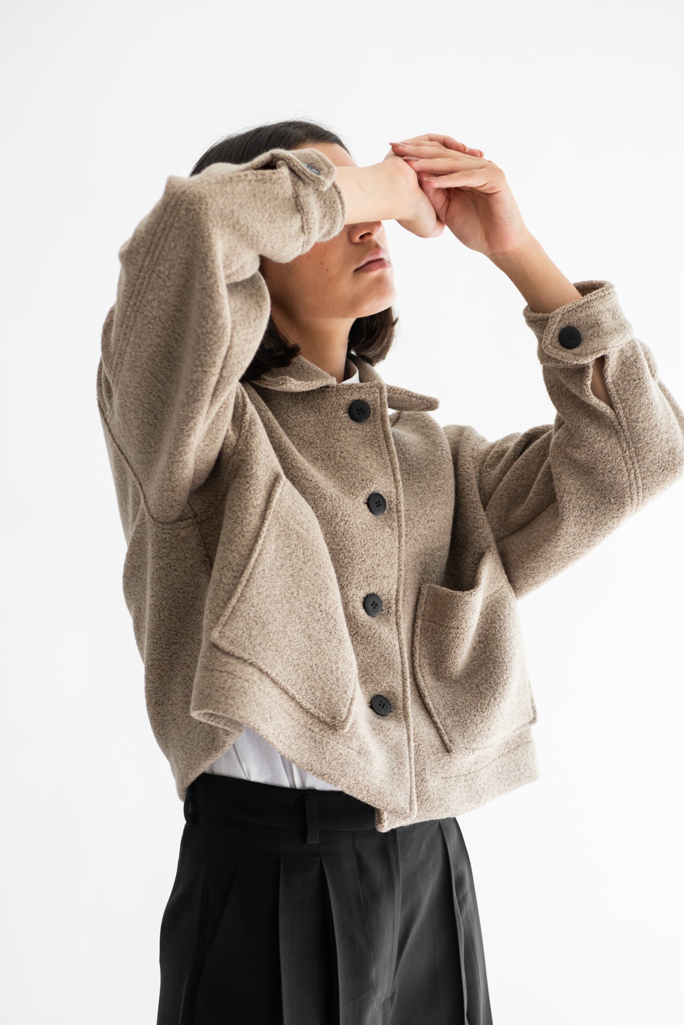 CHAQUETA OMI LANA BUCLÉ TOSTADO