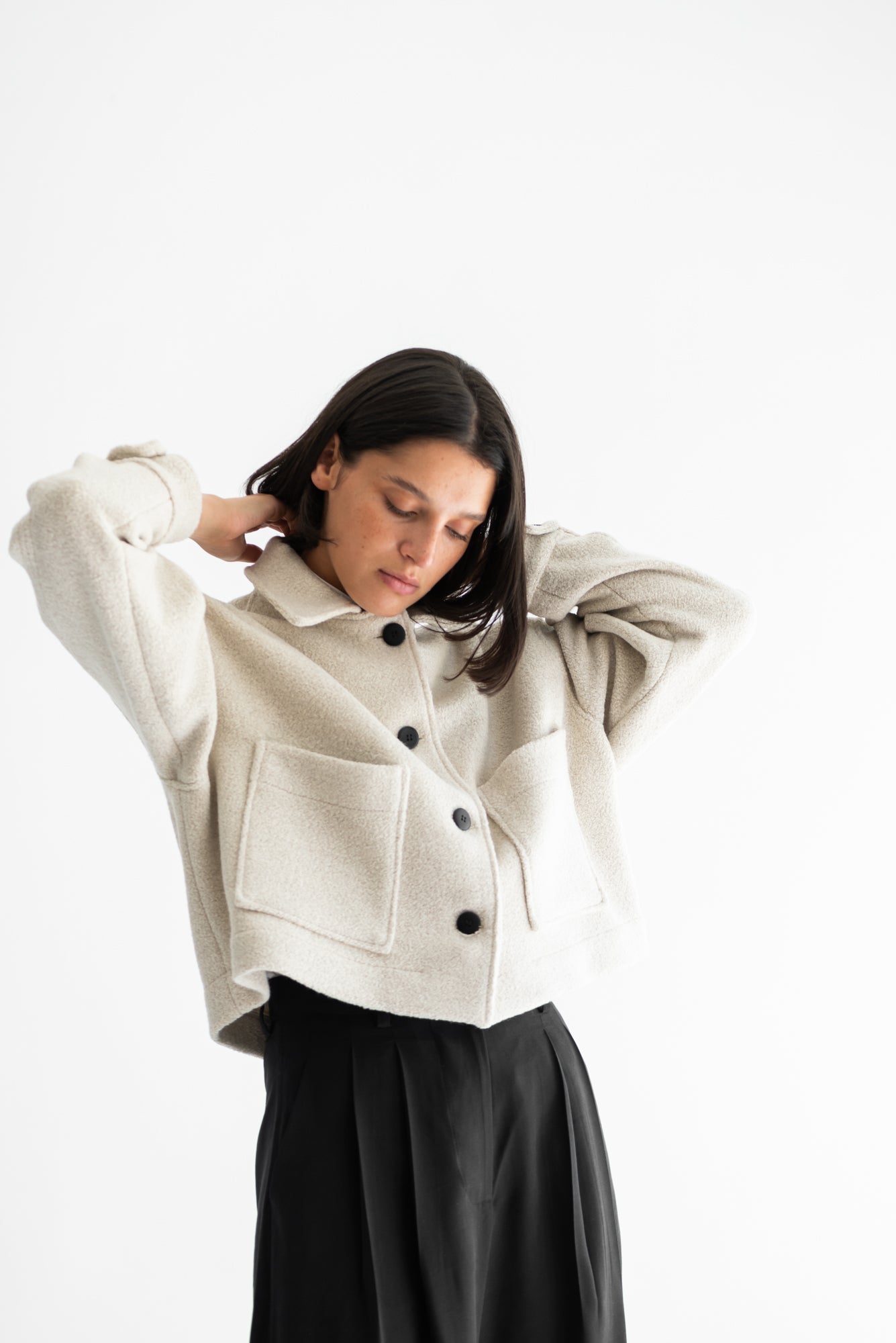 CHAQUETA OMI LANA BUCLÉ BEIGE