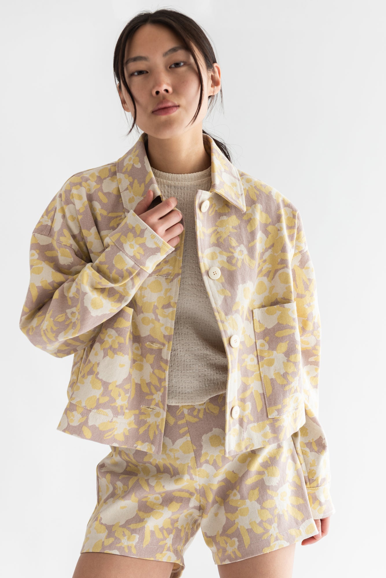 CHAQUETA OMI MESCLILLA ESTAMPADA