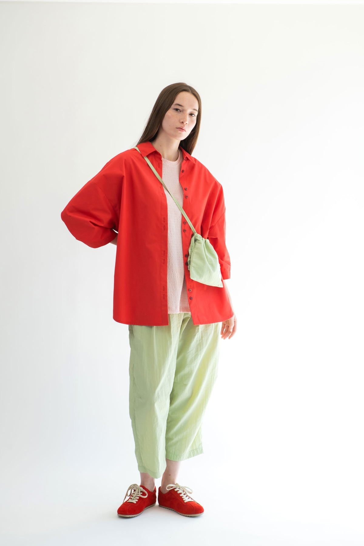 CAMISA 3/4 GABARDINA ROJA