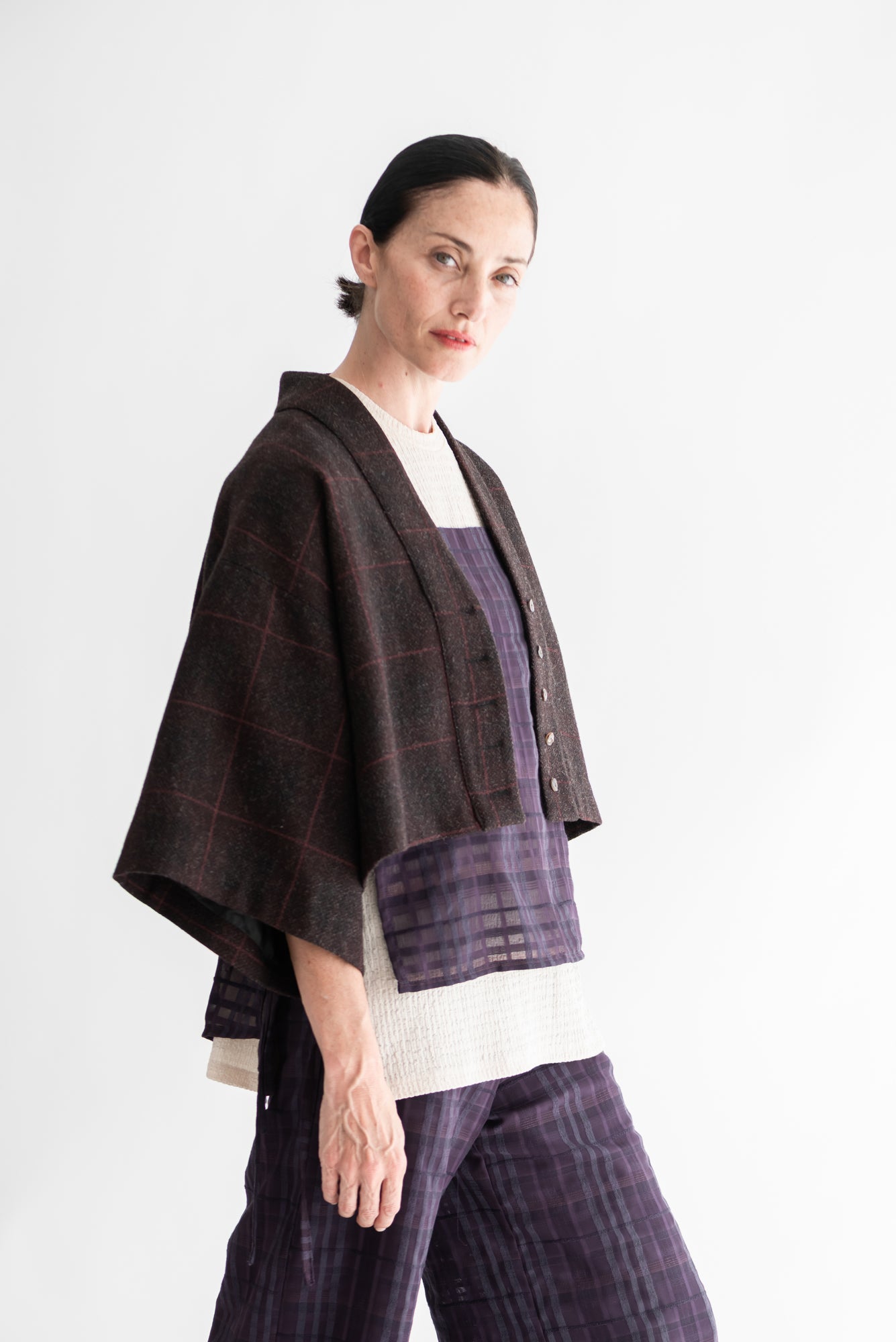 CHAQUETA KIMONO CORTA LANA CUADRILLÉ