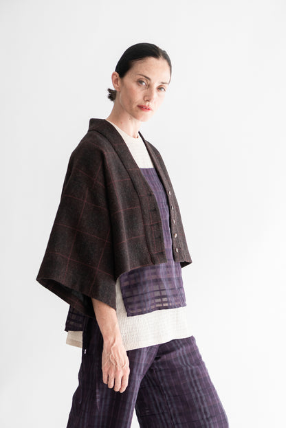 CHAQUETA KIMONO CORTA LANA CUADRILLÉ
