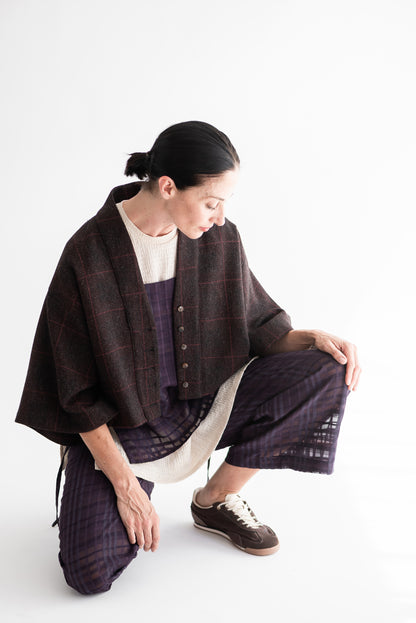 CHAQUETA KIMONO CORTA LANA CUADRILLÉ