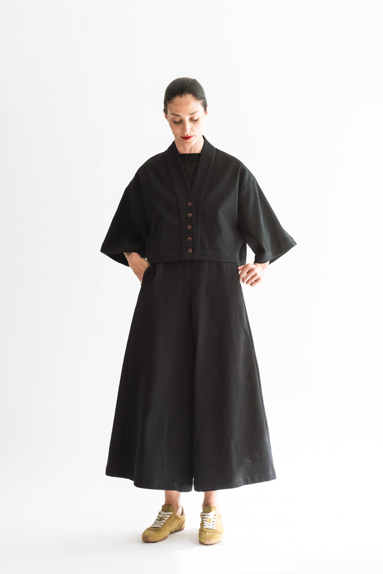 CHAQUETA KIMONO CORTA ALGODÓN NEGRO