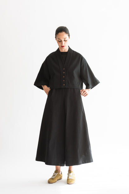 CHAQUETA KIMONO CORTA ALGODÓN NEGRO
