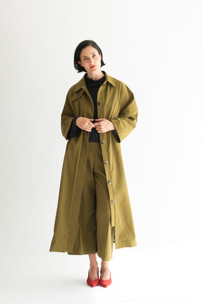 ABRIGO RAGLAN GABARDINA OLIVA