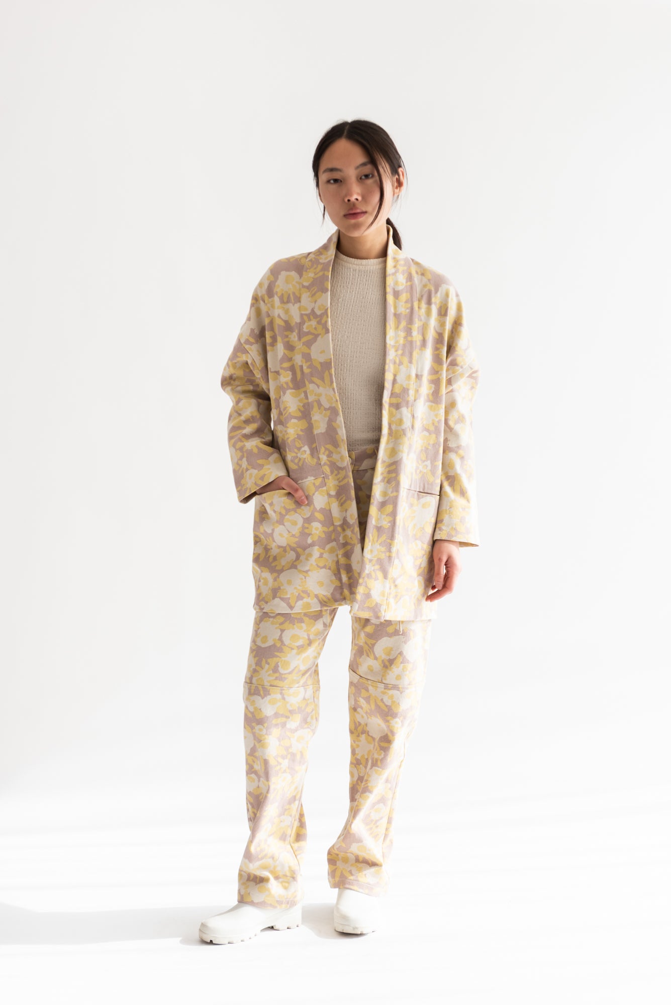 CHAQUETA KIMONO MEZCLILLA ESTAMPADA