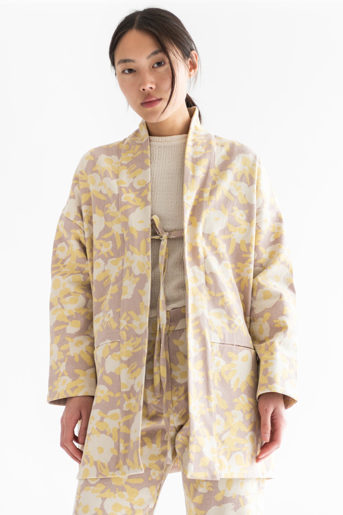 CHAQUETA KIMONO MEZCLILLA ESTAMPADA