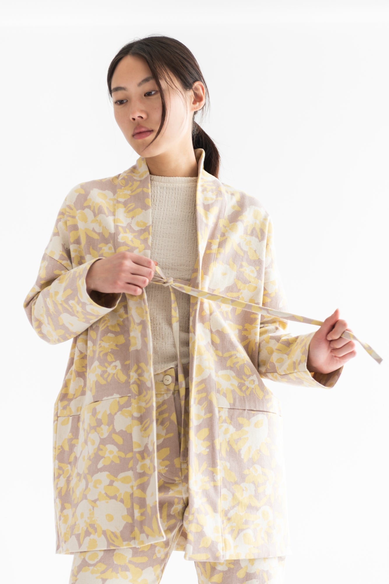 CHAQUETA KIMONO MEZCLILLA ESTAMPADA